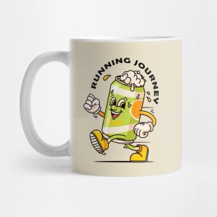 Running beer can cartoon mascot Mug